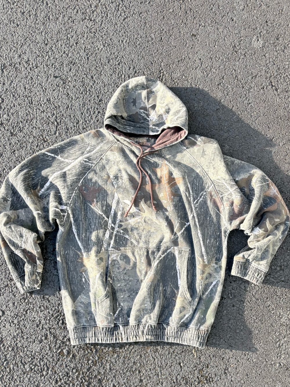 Men's Vintage Camo Hooded Pullover Sweatshirt